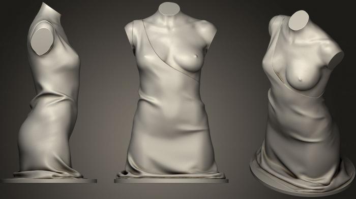 نموذج ثلاثي الأبعاد لآلة CNC تشريح الهياكل العظمية والجماجم امرأة الجذع مع ثوب