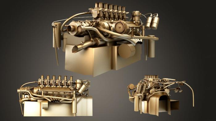 نموذج ثلاثي الأبعاد لآلة CNC السيارات والنقل محرك فيراري سوبركار