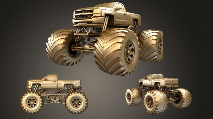 نموذج ثلاثي الأبعاد لآلة CNC السيارات والنقل شاحنة الوحش شيفروليه سيلفرادو