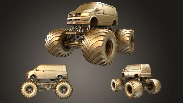 نموذج ثلاثي الأبعاد لآلة CNC السيارات والنقل شاحنة الوحش فولكس فاجن الناقل