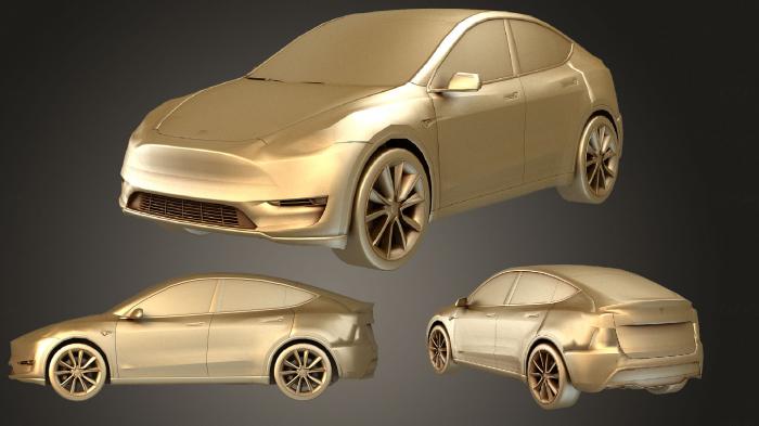 نموذج ثلاثي الأبعاد لآلة CNC السيارات والنقل Tesla Y AWD - أسود مع شاسيه