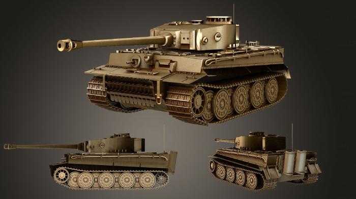 نموذج ثلاثي الأبعاد لآلة CNC السيارات والنقل Tiger 1 Tank ww2 الجيش الألماني