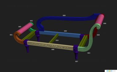 نموذج ثلاثي الأبعاد لآلة CNC أرائك أريكة بنمط منحوت على الجانبين
