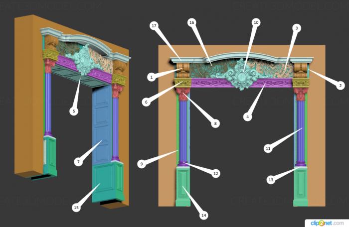 نموذج ثلاثي الأبعاد لآلة CNC أبواب منحوتة 