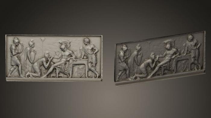 نموذج ثلاثي الأبعاد لآلة CNC نقوش بارزة وتاريخية ودينية Priamos يصلي Achilleus حول Hectors الجسم