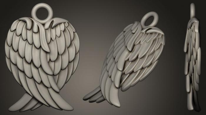 نموذج ثلاثي الأبعاد لآلة CNC مجوهرات قلادة أجنحة الملاك
