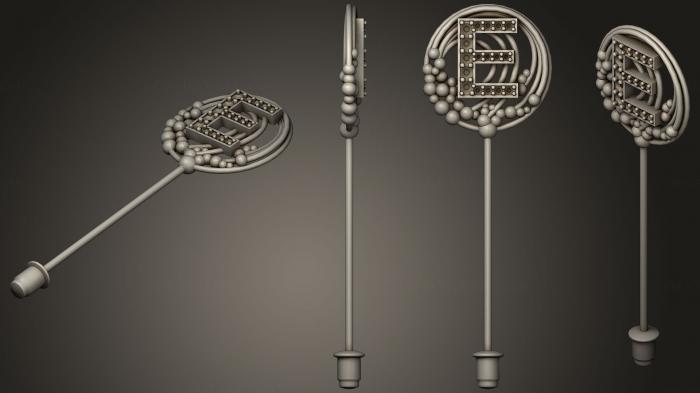 نموذج ثلاثي الأبعاد لآلة CNC مجوهرات بروش بحرف E