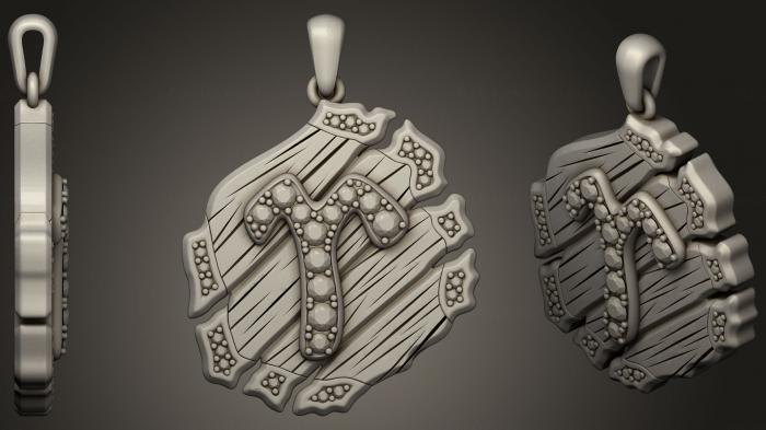 نموذج ثلاثي الأبعاد لآلة CNC مجوهرات مجوهرات برج الحمل قلادة زودياك