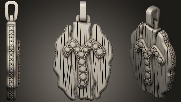 نموذج ثلاثي الأبعاد لآلة CNC مجوهرات مجوهرات برج الحمل قلادة زودياك 2
