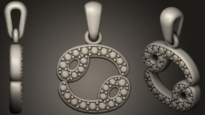 نموذج ثلاثي الأبعاد لآلة CNC مجوهرات مجوهرات الأطفال برج السرطان قلادة