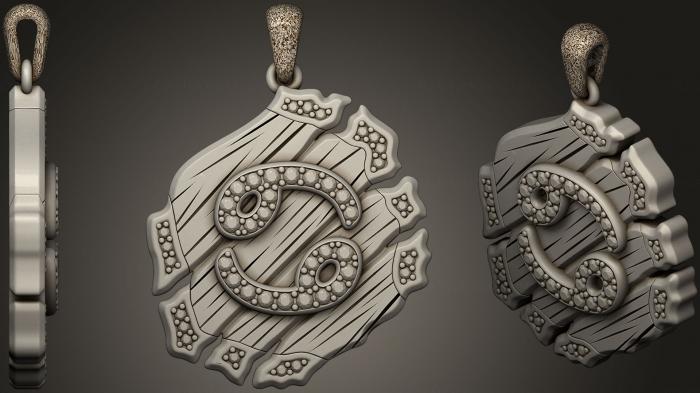 نموذج ثلاثي الأبعاد لآلة CNC مجوهرات مجوهرات قلادة برج السرطان