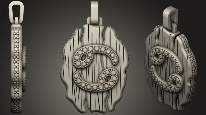 نموذج ثلاثي الأبعاد لآلة CNC مجوهرات مجوهرات قلادة برج السرطان 2
