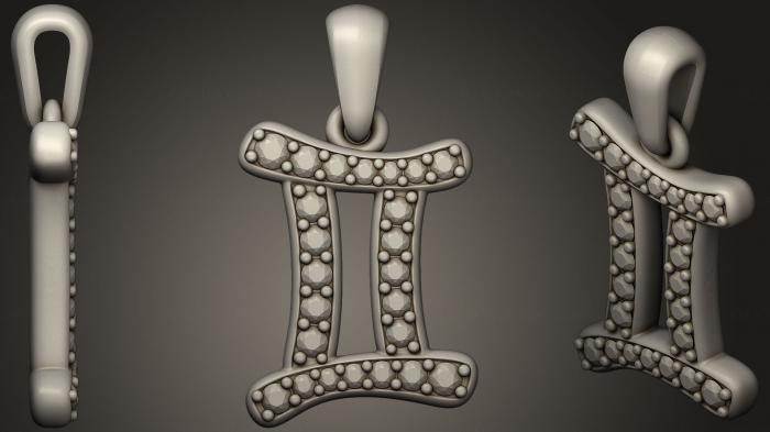 نموذج ثلاثي الأبعاد لآلة CNC مجوهرات مجوهرات الجوزاء زودياك الأطفال قلادة