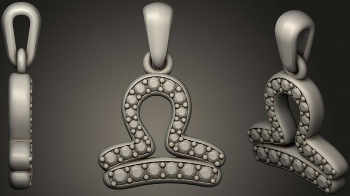 نموذج ثلاثي الأبعاد لآلة CNC مجوهرات مجوهرات الأطفال الميزان زودياك قلادة