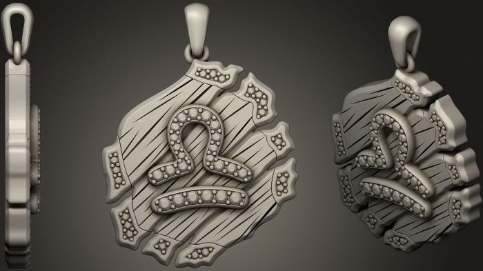 نموذج ثلاثي الأبعاد لآلة CNC مجوهرات مجوهرات الميزان قلادة زودياك
