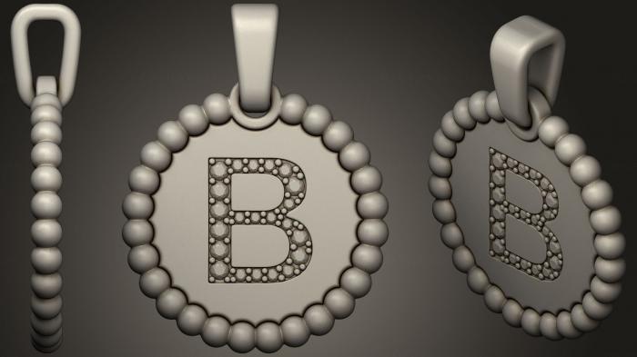 نموذج ثلاثي الأبعاد لآلة CNC مجوهرات قلادة مجوهرات بحرف B2