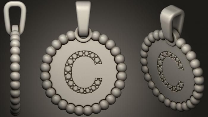 نموذج ثلاثي الأبعاد لآلة CNC مجوهرات قلادة مجوهرات بحرف C 2