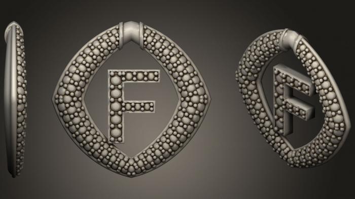 نموذج ثلاثي الأبعاد لآلة CNC مجوهرات قلادة مجوهرات بحرف F15.5