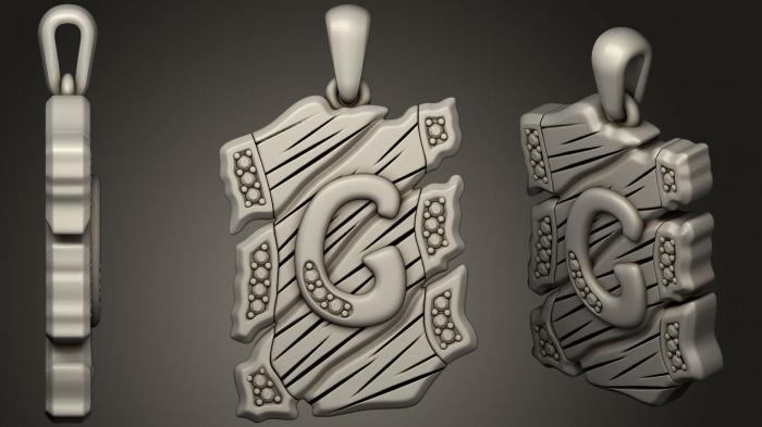 نموذج ثلاثي الأبعاد لآلة CNC مجوهرات قلادة مجوهرات بحرف G