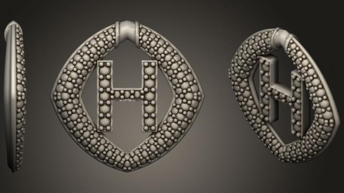 نموذج ثلاثي الأبعاد لآلة CNC مجوهرات قلادة مجوهرات بحرف H16