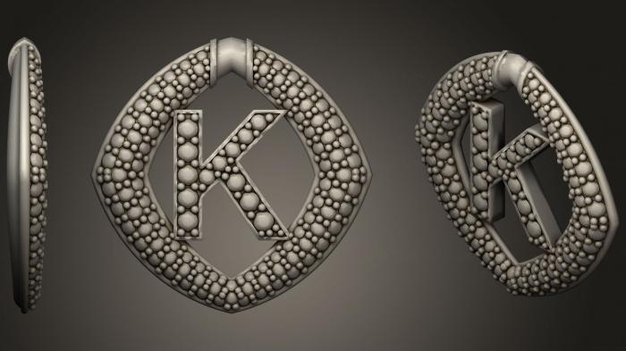 نموذج ثلاثي الأبعاد لآلة CNC مجوهرات قلادة مجوهرات بحرف K 5