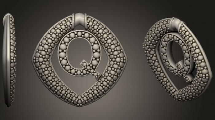 نموذج ثلاثي الأبعاد لآلة CNC مجوهرات قلادة مجوهرات بحرف Q24