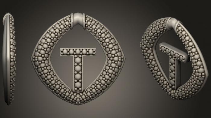 نموذج ثلاثي الأبعاد لآلة CNC مجوهرات قلادة مجوهرات بحرف T