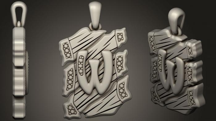 نموذج ثلاثي الأبعاد لآلة CNC مجوهرات قلادة مجوهرات بحرف W 3