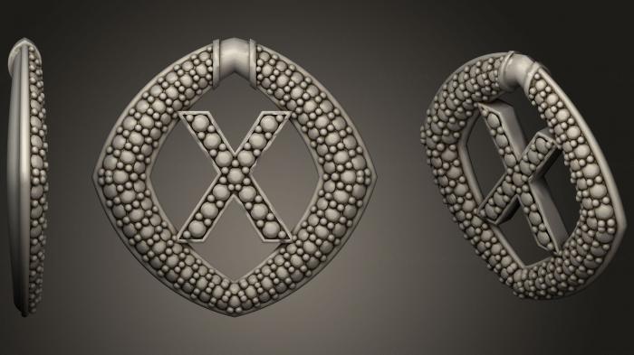 نموذج ثلاثي الأبعاد لآلة CNC مجوهرات قلادة مجوهرات بحرف X 2