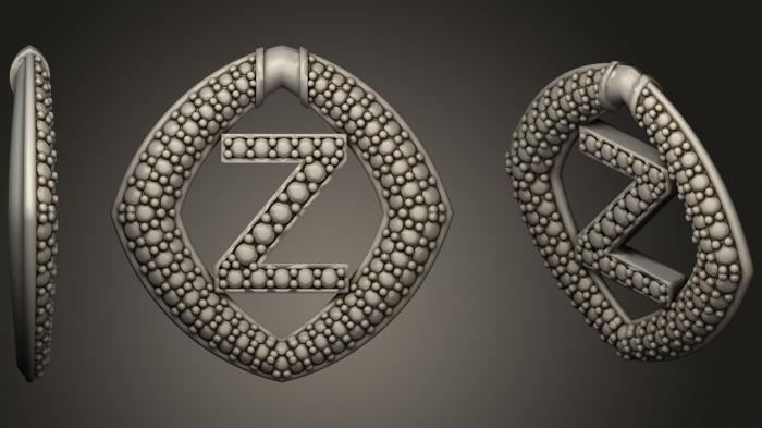 نموذج ثلاثي الأبعاد لآلة CNC مجوهرات قلادة مجوهرات بحرف Z 2