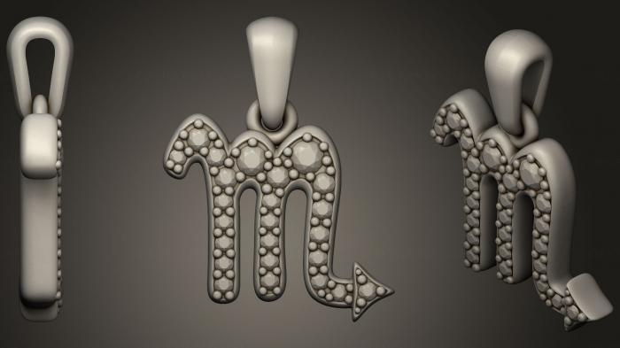 نموذج ثلاثي الأبعاد لآلة CNC مجوهرات مجوهرات الأطفال العقرب زودياك قلادة