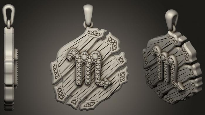 نموذج ثلاثي الأبعاد لآلة CNC مجوهرات مجوهرات العقرب زودياك قلادة