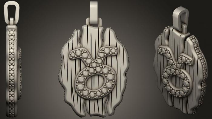 نموذج ثلاثي الأبعاد لآلة CNC مجوهرات مجوهرات الثور قلادة زودياك 2