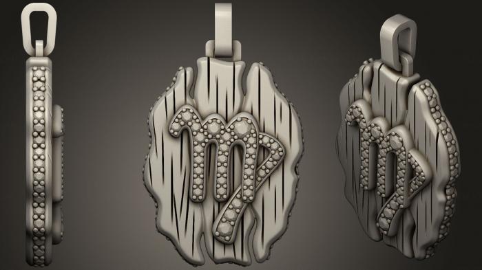 نموذج ثلاثي الأبعاد لآلة CNC مجوهرات مجوهرات برج العذراء قلادة زودياك 2