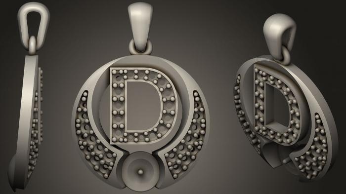 نموذج ثلاثي الأبعاد لآلة CNC مجوهرات قلادة اللؤلؤ بحرف D