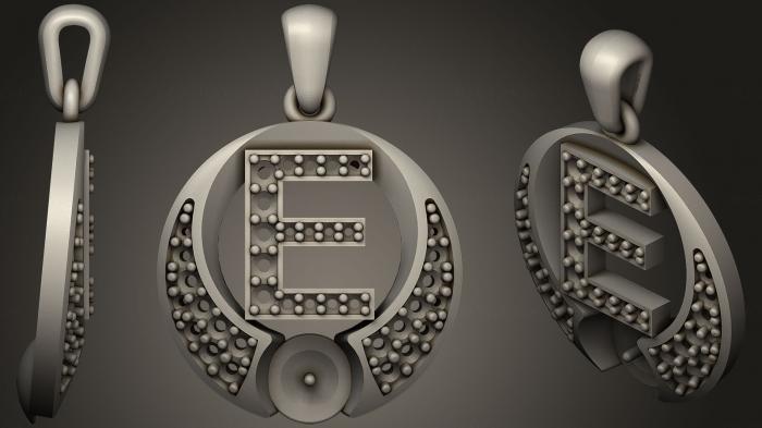 نموذج ثلاثي الأبعاد لآلة CNC مجوهرات قلادة اللؤلؤ بحرف E