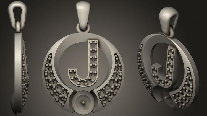 نموذج ثلاثي الأبعاد لآلة CNC مجوهرات قلادة اللؤلؤ بحرف J