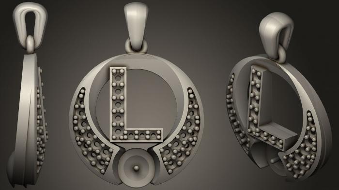 نموذج ثلاثي الأبعاد لآلة CNC مجوهرات قلادة اللؤلؤ مع حرف L