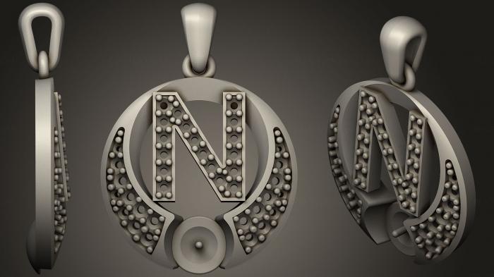 نموذج ثلاثي الأبعاد لآلة CNC مجوهرات قلادة اللؤلؤ بحرف N
