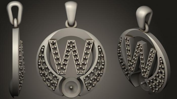 نموذج ثلاثي الأبعاد لآلة CNC مجوهرات قلادة لؤلؤة بحرف W