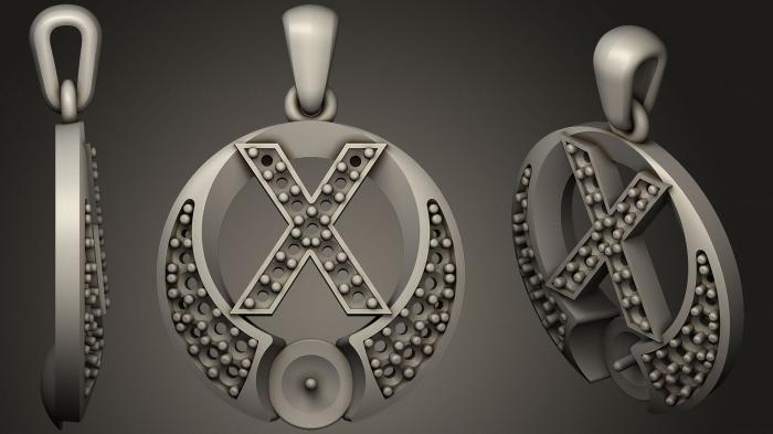نموذج ثلاثي الأبعاد لآلة CNC مجوهرات قلادة اللؤلؤ بحرف X