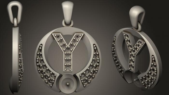 نموذج ثلاثي الأبعاد لآلة CNC مجوهرات قلادة لؤلؤة بحرف Y
