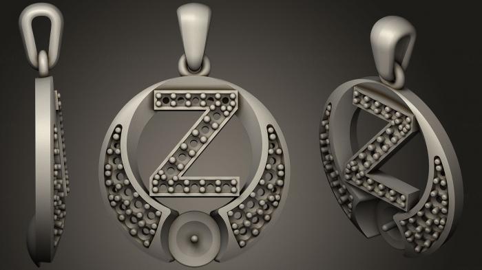 نموذج ثلاثي الأبعاد لآلة CNC مجوهرات قلادة اللؤلؤ بحرف Z