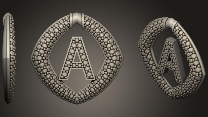 نموذج ثلاثي الأبعاد لآلة CNC مجوهرات قلادة بحرف A4