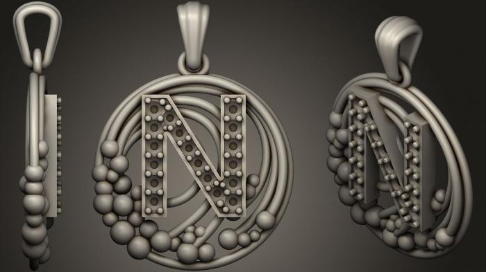 نموذج ثلاثي الأبعاد لآلة CNC مجوهرات قلادة بحرف N13
