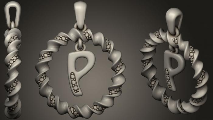 نموذج ثلاثي الأبعاد لآلة CNC مجوهرات قلادة بحرف P 3D CAD
