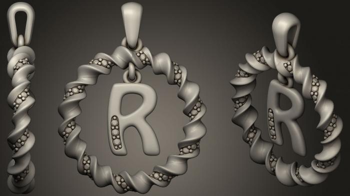 نموذج ثلاثي الأبعاد لآلة CNC مجوهرات قلادة بحرف R