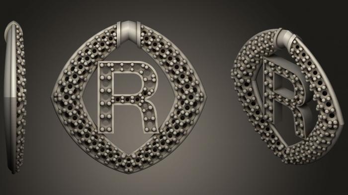 نموذج ثلاثي الأبعاد لآلة CNC مجوهرات قلادة بحرف R33