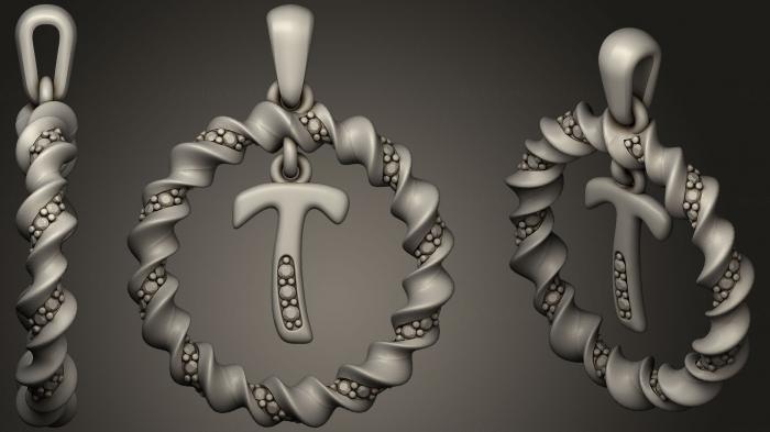 نموذج ثلاثي الأبعاد لآلة CNC مجوهرات قلادة بحرف T