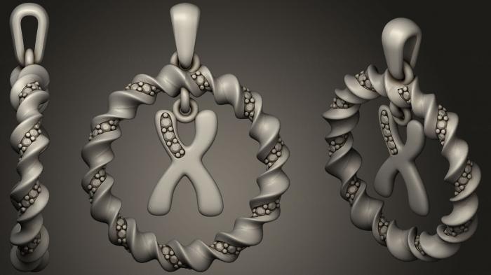 نموذج ثلاثي الأبعاد لآلة CNC مجوهرات قلادة بحرف X